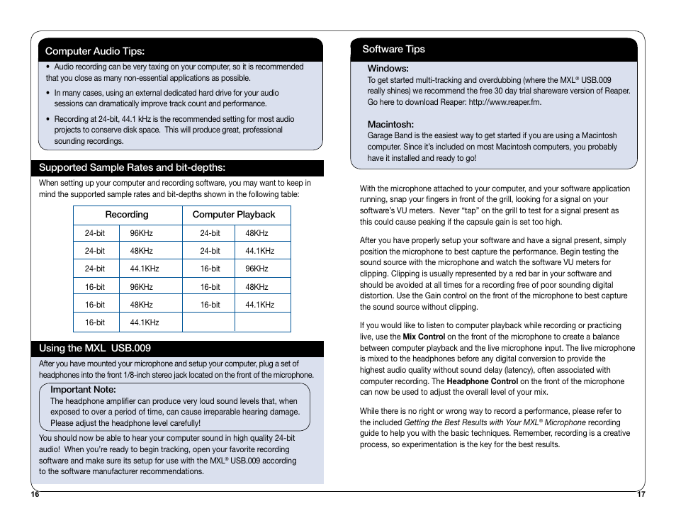 MXL USB.009 User Manual | Page 9 / 11