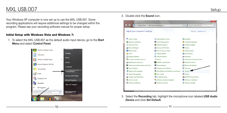 Mxl usb.007 | MXL USB.007 User Manual | Page 6 / 11