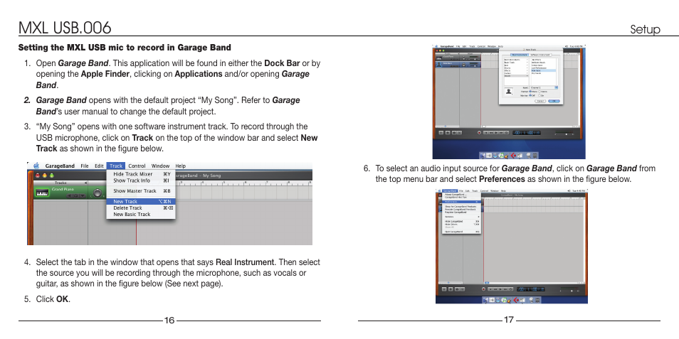 Mxl usb.006, Setup | MXL USB.006 User Manual | Page 9 / 11