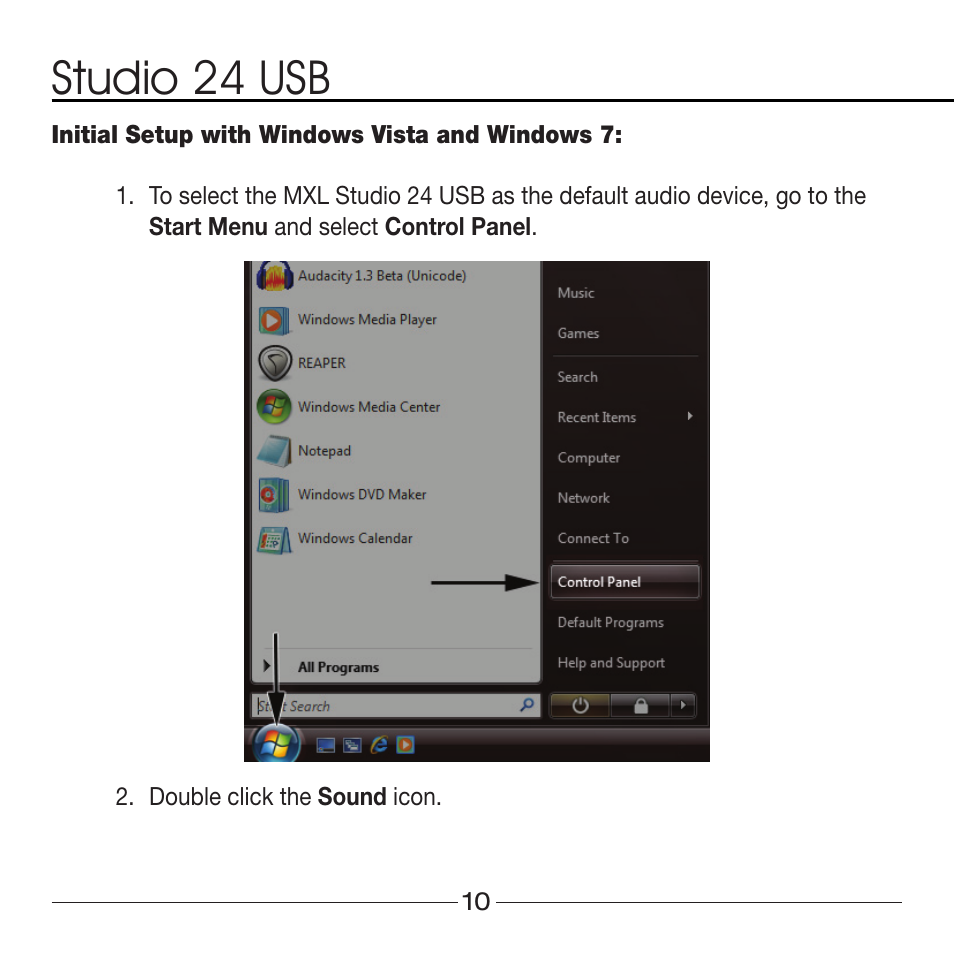 Studio 24 usb | MXL Studio 24 USB User Manual | Page 10 / 28