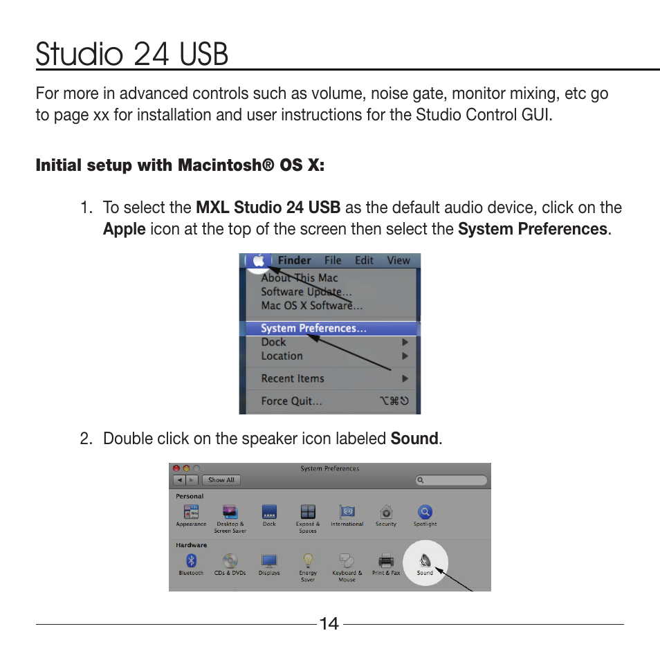 Studio 24 usb | MXL Studio 24 USB User Manual | Page 14 / 28