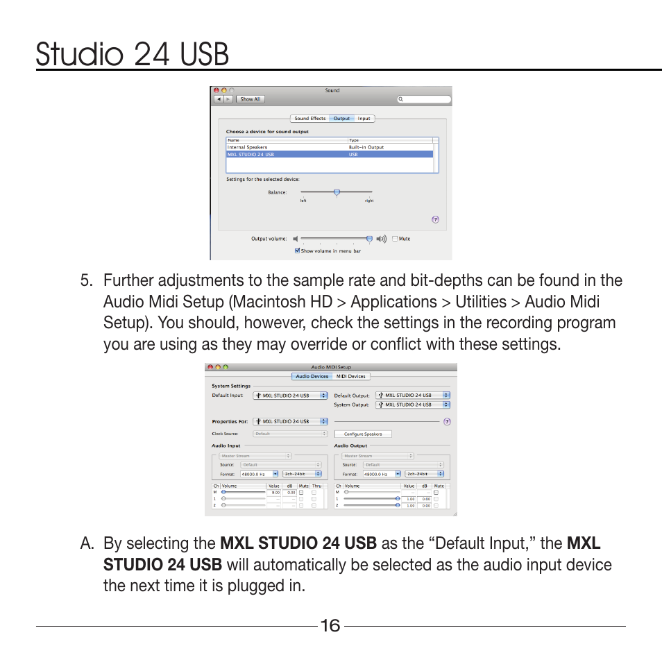 Studio 24 usb | MXL Studio 24 USB User Manual | Page 16 / 28