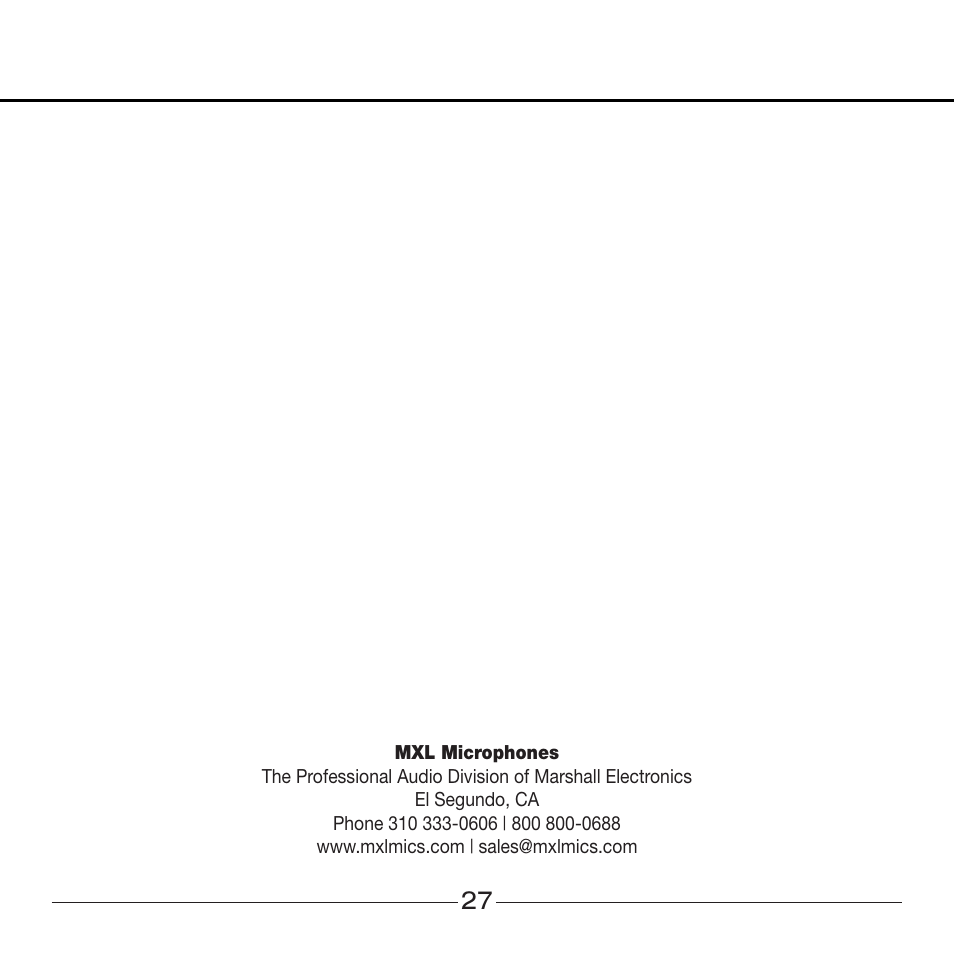 MXL Studio 24 USB User Manual | Page 27 / 28