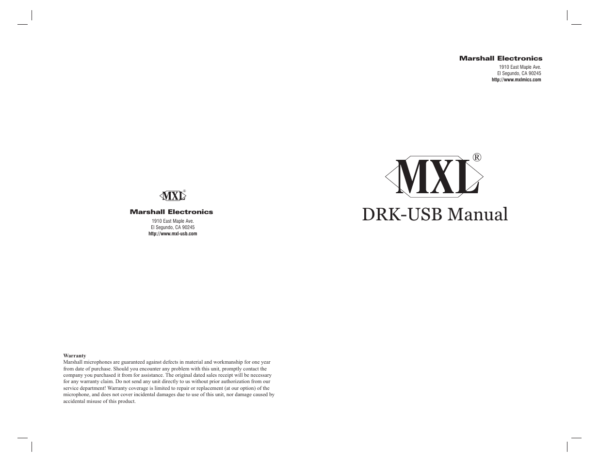 MXL DRK-MAC User Manual | 6 pages