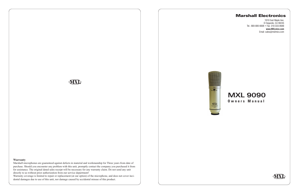 MXL 9090 User Manual | 1 page