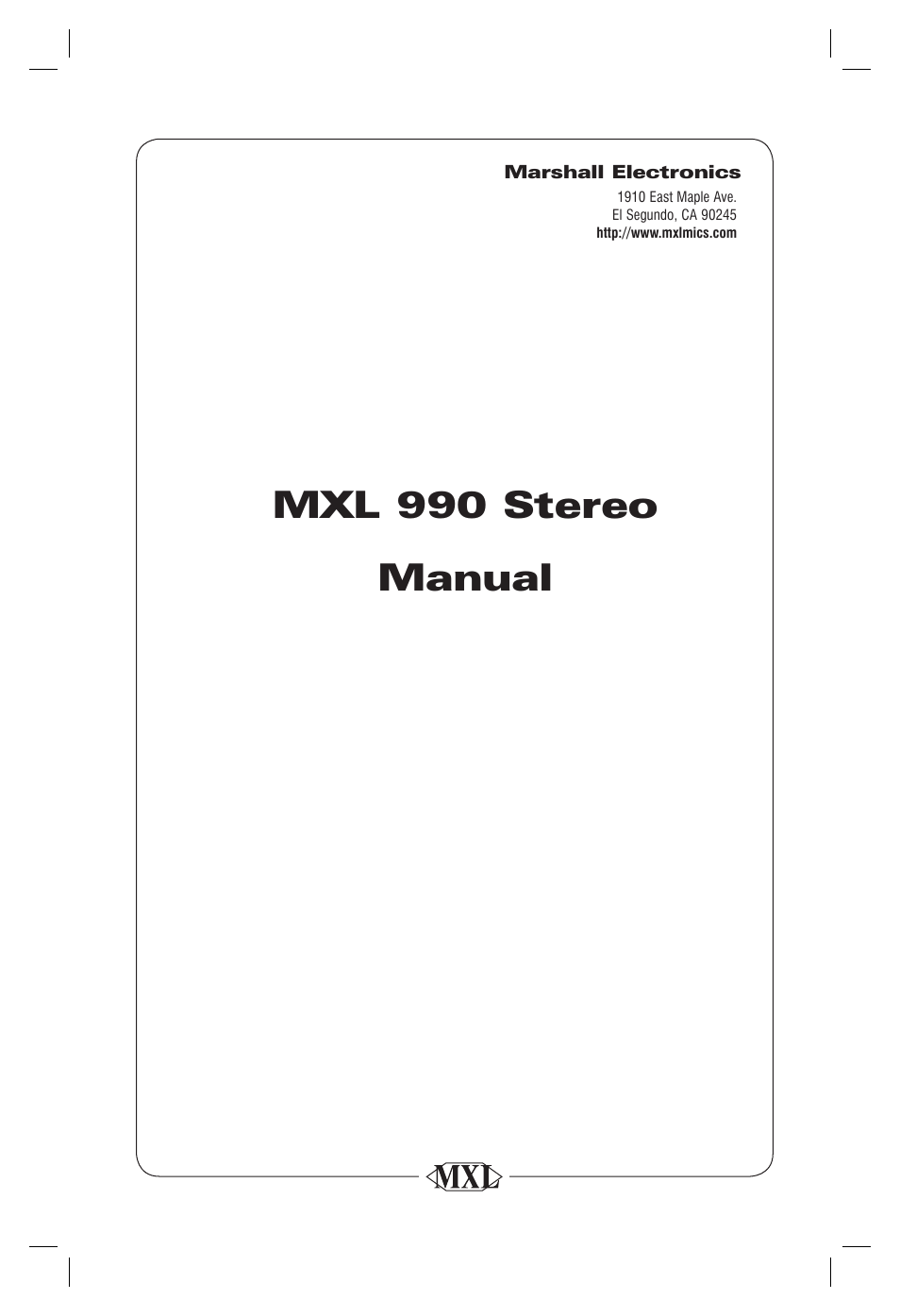 MXL 990 Stereo User Manual | 3 pages