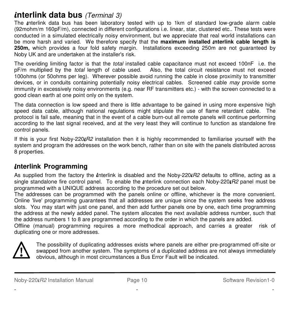 Nterlink data bus, Terminal 3), Nterlink programming | Noby UK Noby-220iR2 2-Zone User Manual | Page 10 / 24