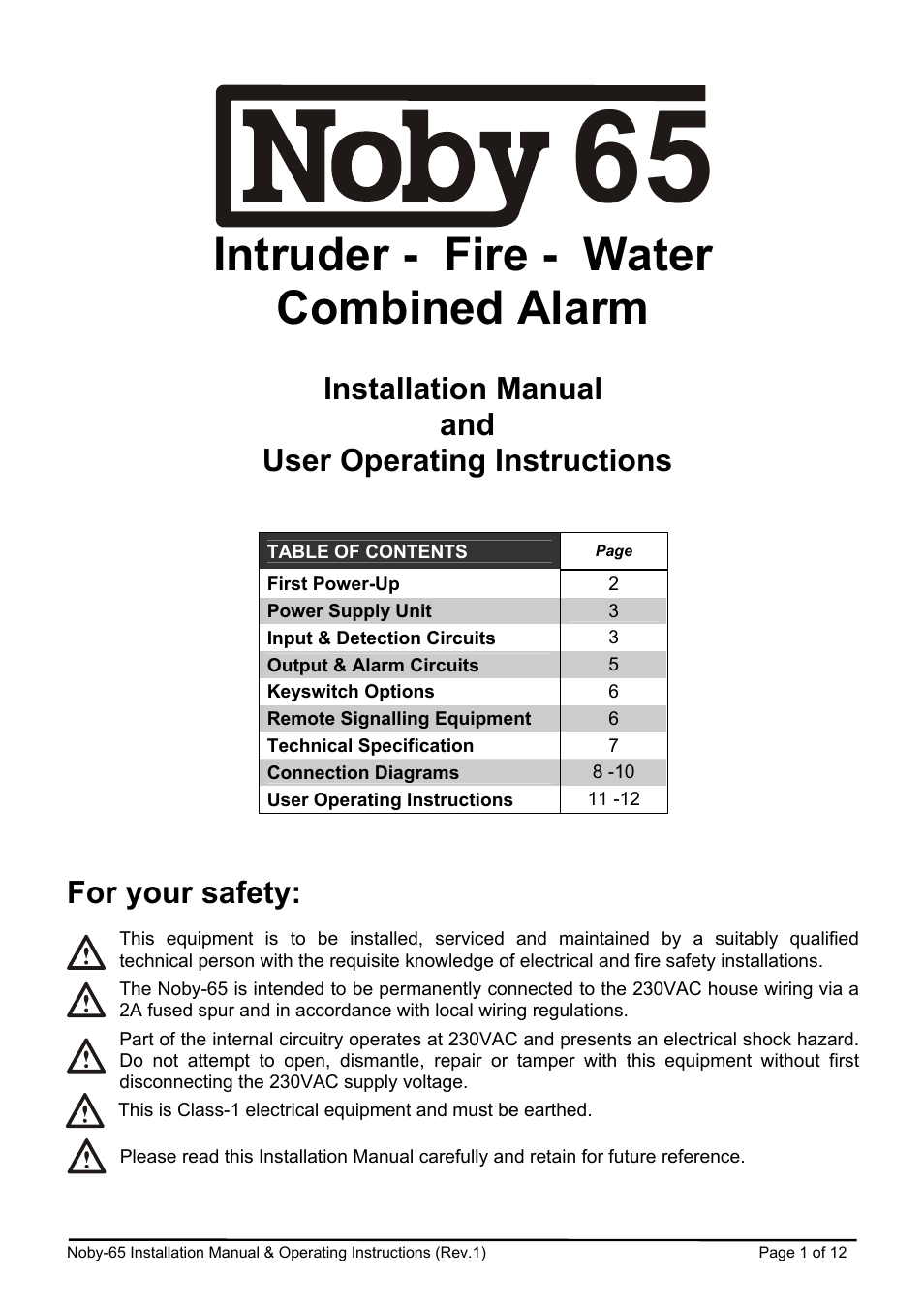Noby UK Noby-65 User Manual | 12 pages
