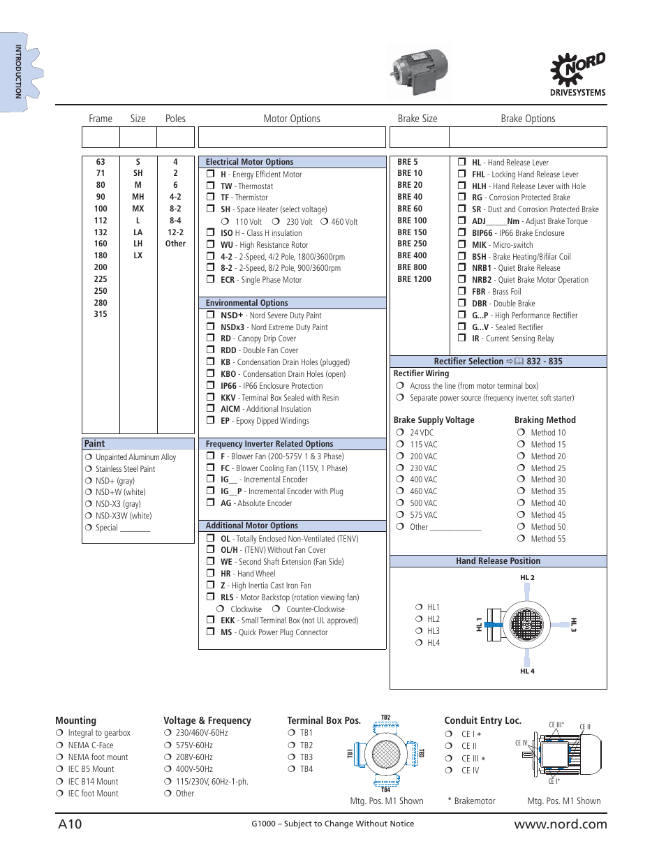 Motor order form | NORD Drivesystems B1000 User Manual | Page 12 / 820