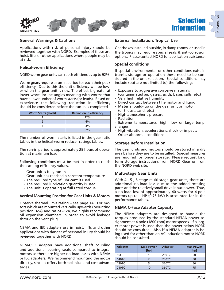 Selection information | NORD Drivesystems B1000 User Manual | Page 15 / 820