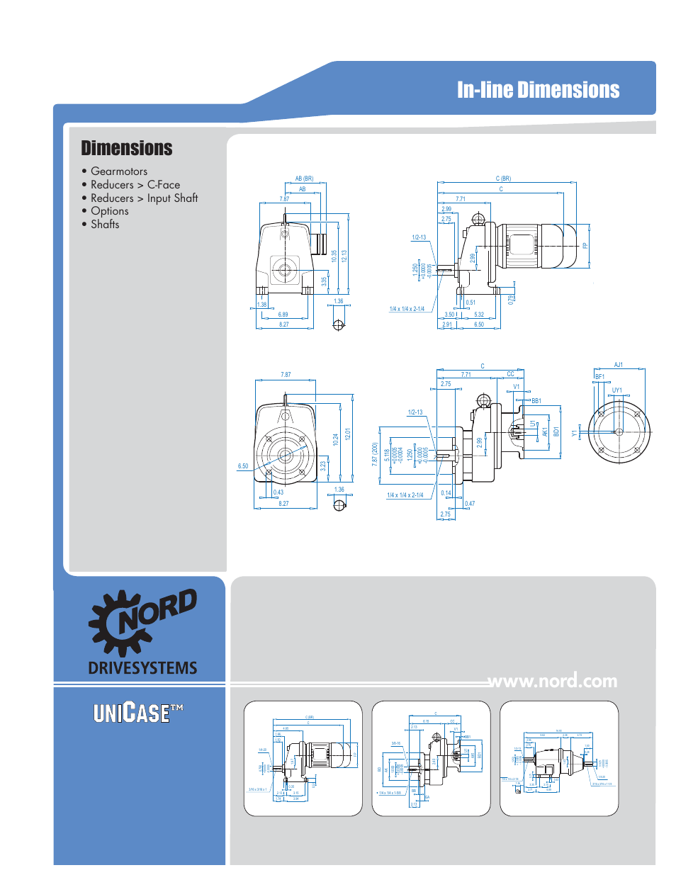 In-line dimensions, Dimensions | NORD Drivesystems B1000 User Manual | Page 153 / 820