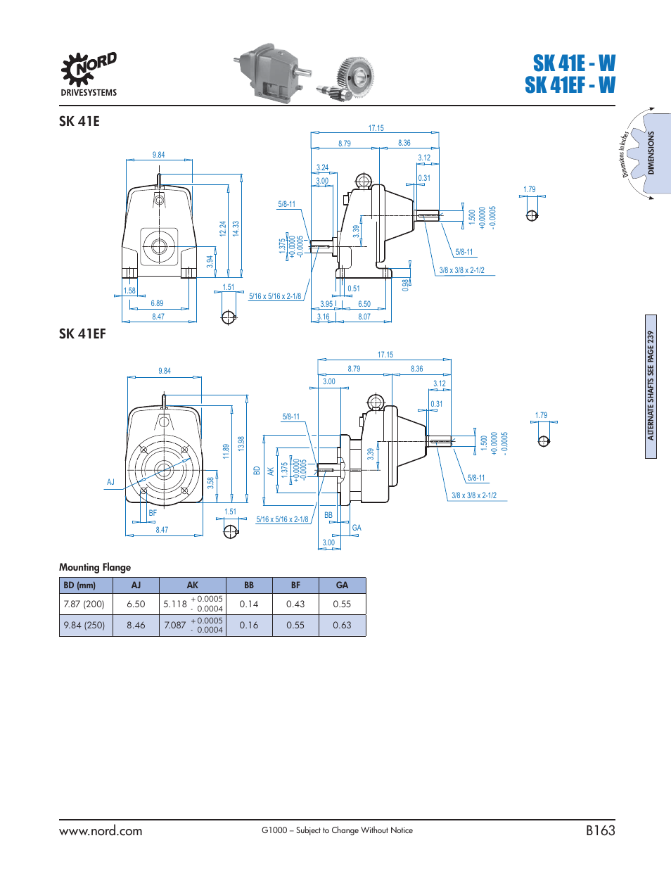 Sk 41e - w sk 41ef - w, Sk 41e, Sk 41ef | NORD Drivesystems B1000 User Manual | Page 165 / 820