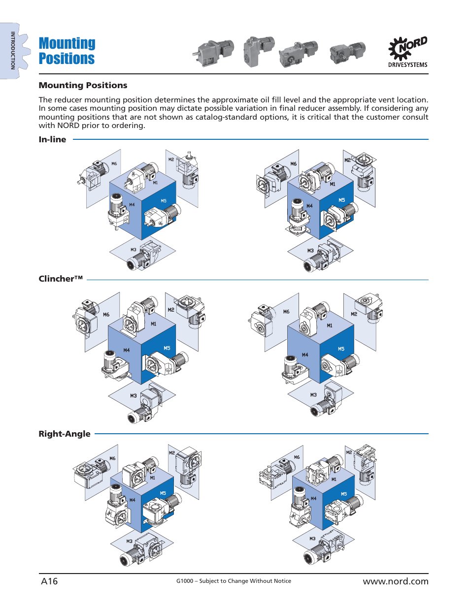 Mounting positions, In-line clincher™ right-angle | NORD Drivesystems B1000 User Manual | Page 18 / 820