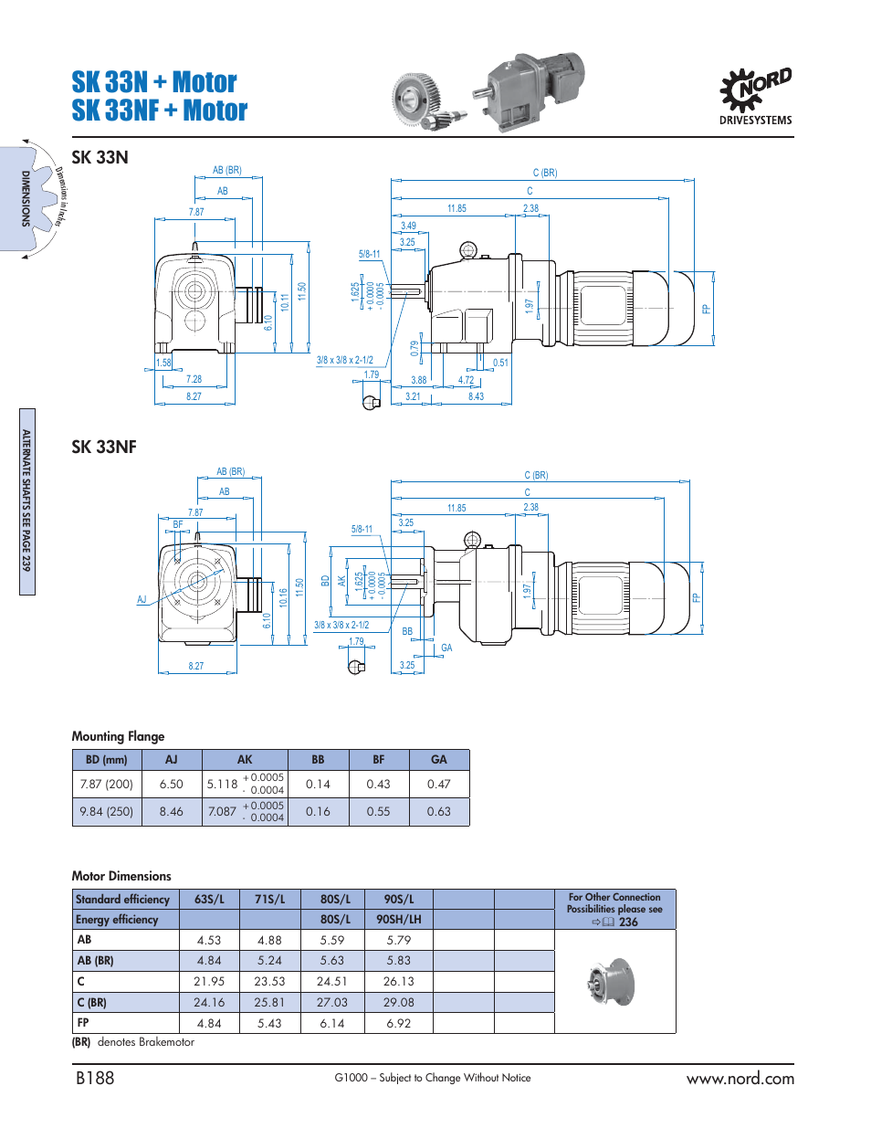 Sk 33n + motor sk 33nf + motor, Sk 33n, Sk 33nf | NORD Drivesystems B1000 User Manual | Page 190 / 820