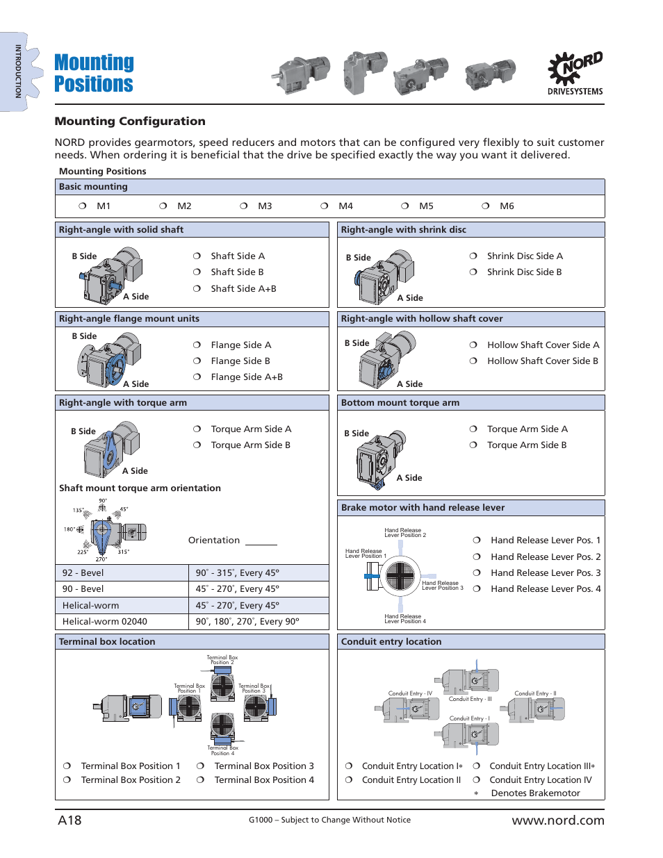 Mounting positions, Mounting conﬁ guration | NORD Drivesystems B1000 User Manual | Page 20 / 820