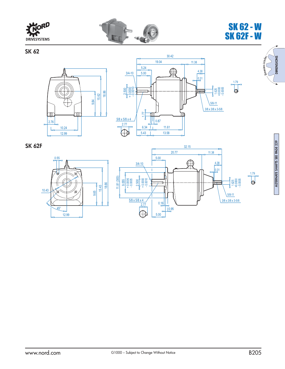 Sk 62 - w sk 62f - w, Sk 62 sk 62f | NORD Drivesystems B1000 User Manual | Page 207 / 820