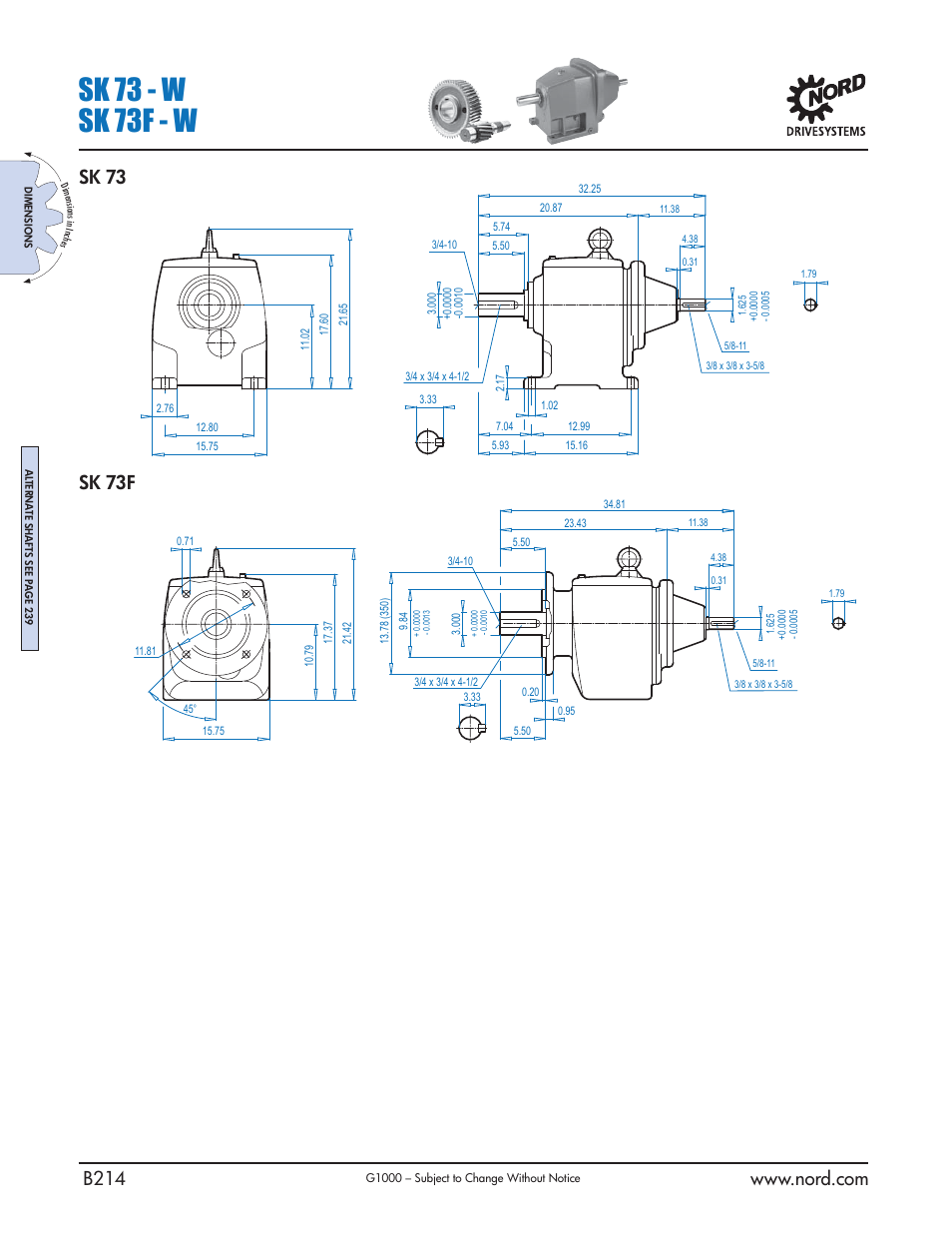 Sk 73 - w sk 73f - w, Sk 73f sk 73 | NORD Drivesystems B1000 User Manual | Page 216 / 820