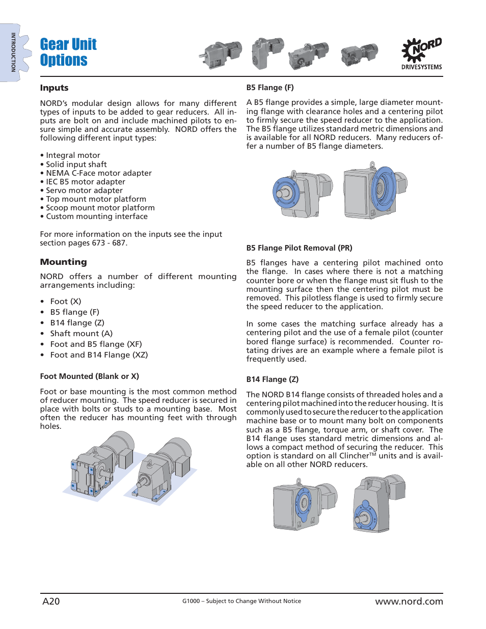 Gear unit options | NORD Drivesystems B1000 User Manual | Page 22 / 820