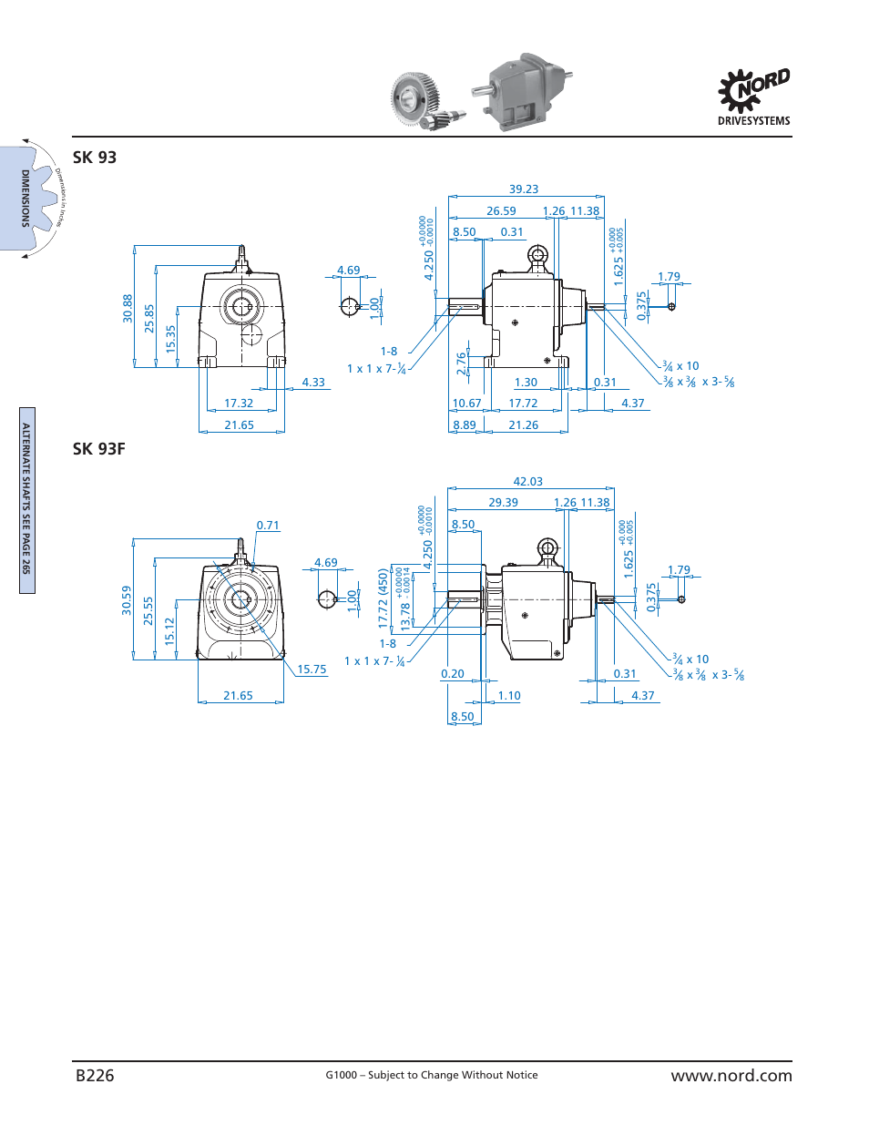 Sk 93 - w sk 93f - w, B226, Sk 93 sk 93f | NORD Drivesystems B1000 User Manual | Page 228 / 820