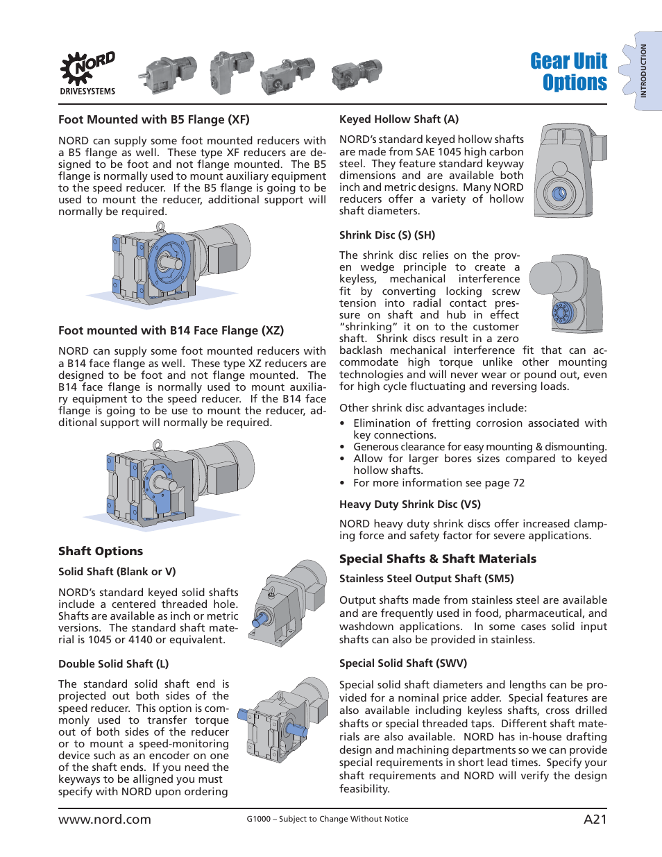 Gear unit options | NORD Drivesystems B1000 User Manual | Page 23 / 820