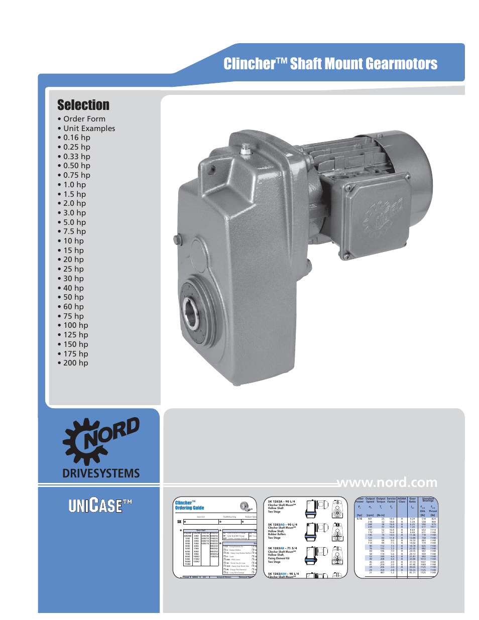 Clincher™ shaft mount gearmotors, Selection, Clincher™ ordering guide | NORD Drivesystems B1000 User Manual | Page 243 / 820