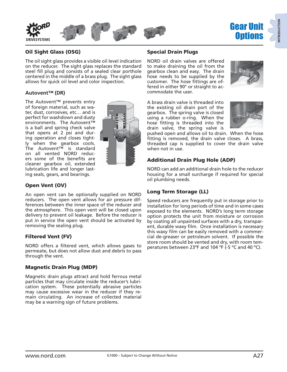 Gear unit options | NORD Drivesystems B1000 User Manual | Page 29 / 820