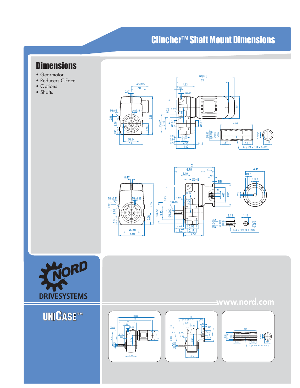 Clincher™ shaft mount dimensions, Dimensions, C311 | Gearmotor • reducers c-face • options • shafts | NORD Drivesystems B1000 User Manual | Page 313 / 820