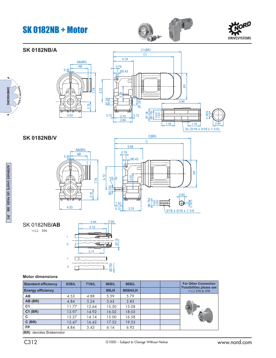 Sk 0182nb + motor, Sk 0182nb /ab | NORD Drivesystems B1000 User Manual | Page 314 / 820