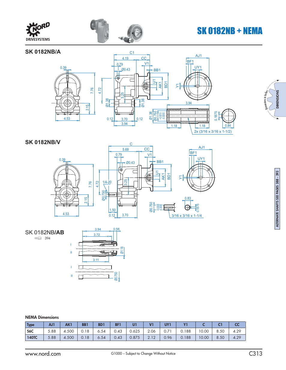 Sk 0182nb + nema, Sk 0182nb /ab | NORD Drivesystems B1000 User Manual | Page 315 / 820