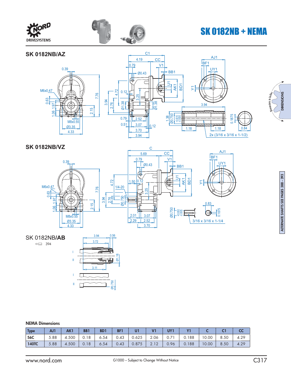 Sk 0182nb + nema, Sk 0182nb /ab | NORD Drivesystems B1000 User Manual | Page 319 / 820