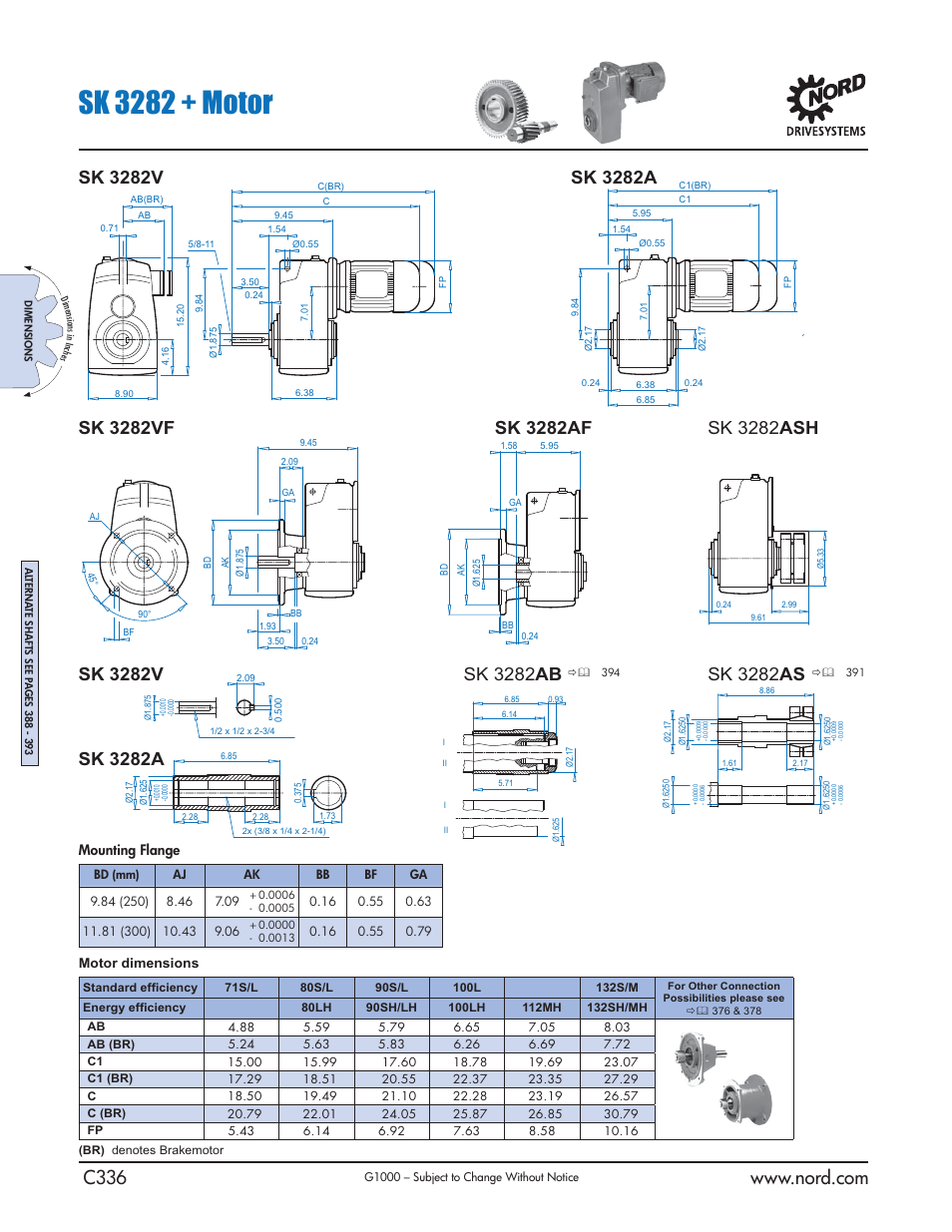 Sk 3282 + motor, Mounting flange | NORD Drivesystems B1000 User Manual | Page 338 / 820