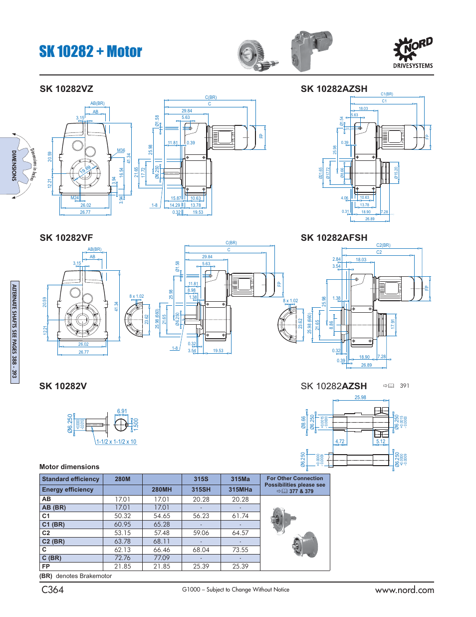 Motor dimensions | NORD Drivesystems B1000 User Manual | Page 366 / 820