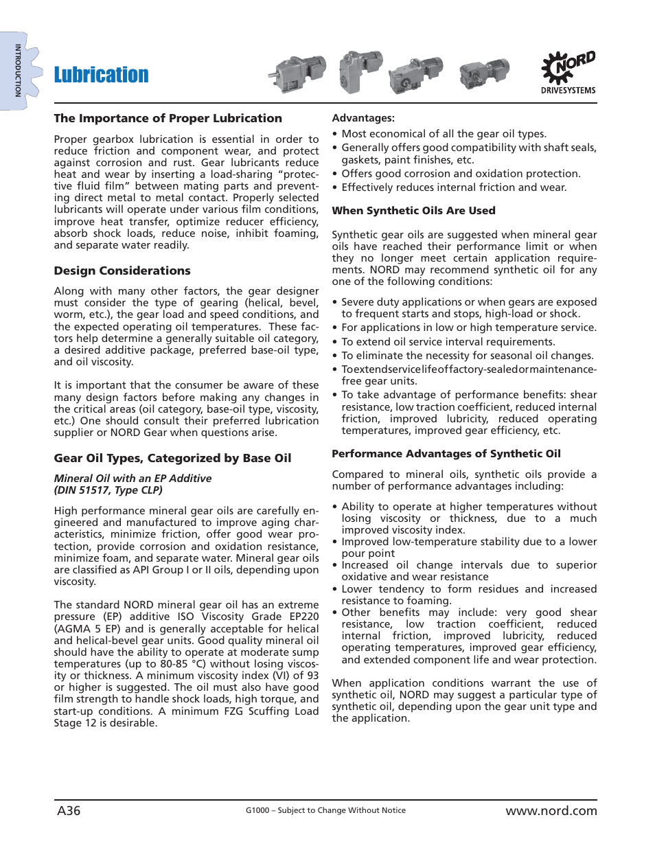 Lubrication | NORD Drivesystems B1000 User Manual | Page 38 / 820