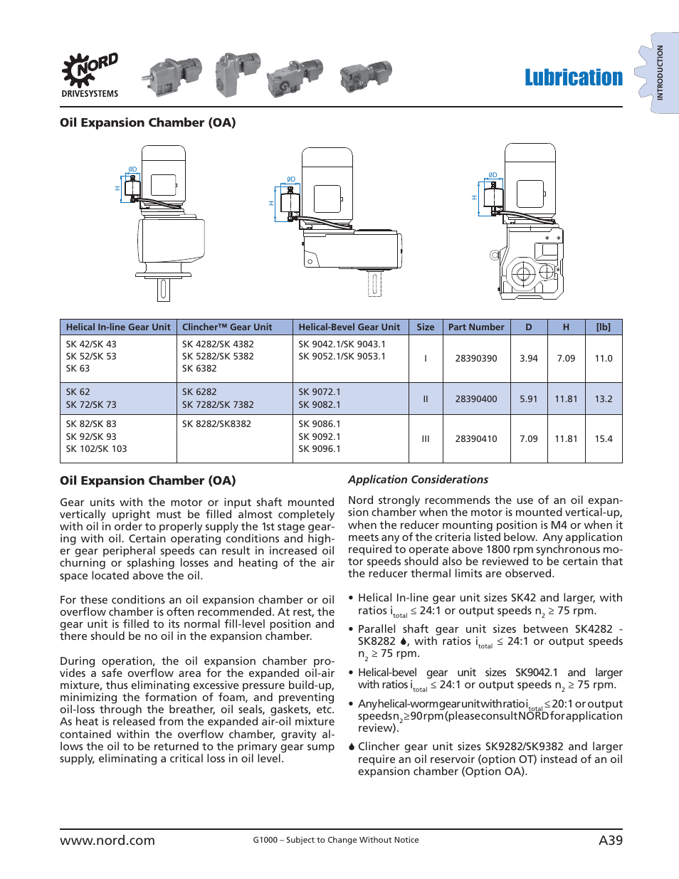 Lubrication, Oil expansion chamber (oa) | NORD Drivesystems B1000 User Manual | Page 41 / 820