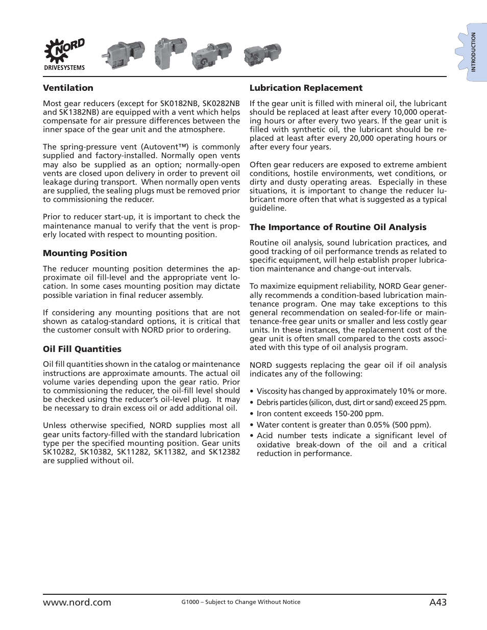 Lubrication | NORD Drivesystems B1000 User Manual | Page 45 / 820