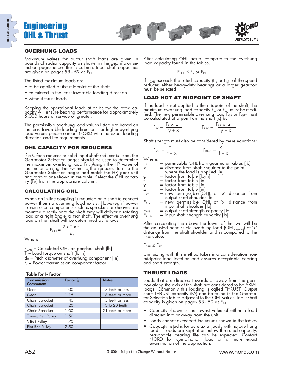 Engineering ohl & thrust | NORD Drivesystems B1000 User Manual | Page 54 / 820