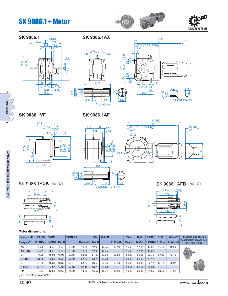 Motor dimensions | NORD Drivesystems B1000 User Manual | Page 542 / 820