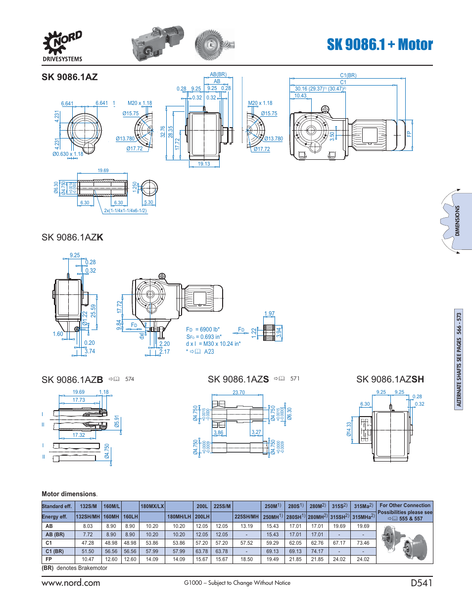 Motor dimensions | NORD Drivesystems B1000 User Manual | Page 543 / 820