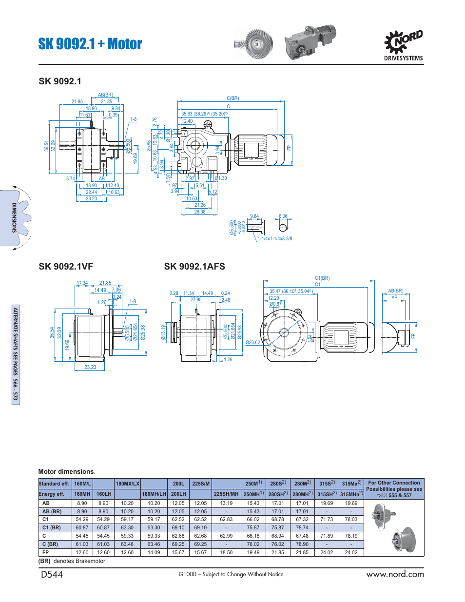 Motor dimensions | NORD Drivesystems B1000 User Manual | Page 546 / 820