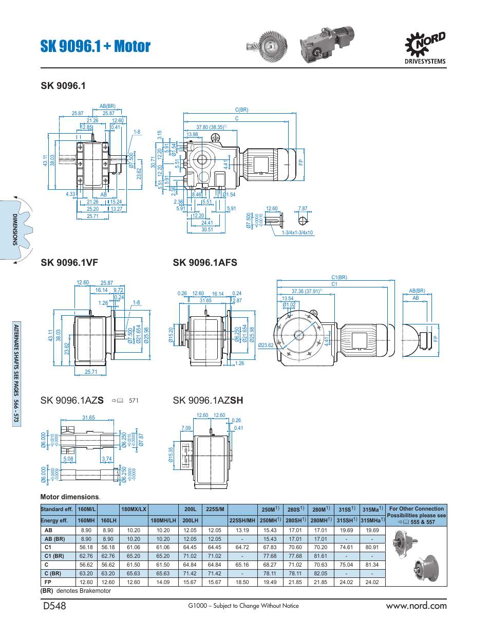 Motor dimensions | NORD Drivesystems B1000 User Manual | Page 550 / 820