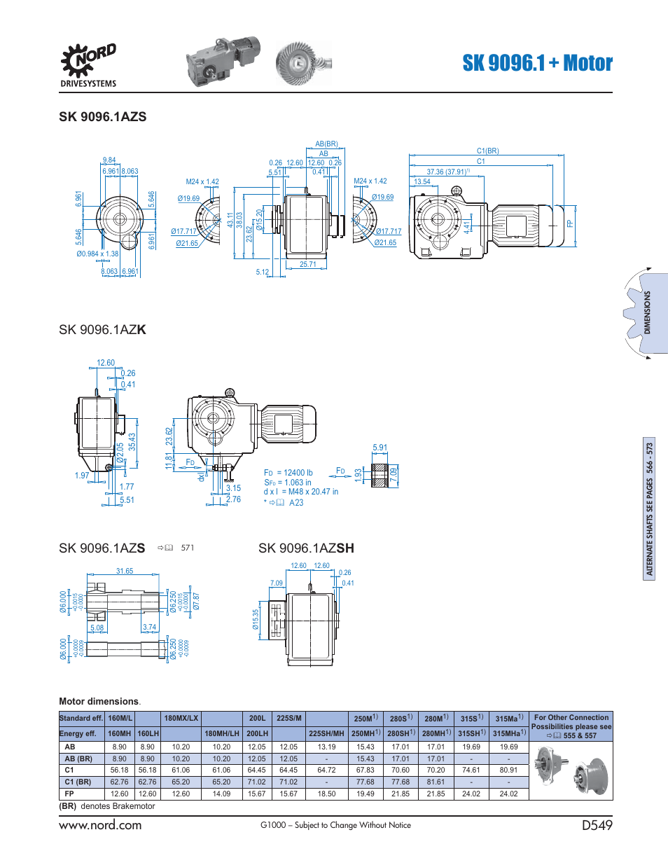 Motor dimensions | NORD Drivesystems B1000 User Manual | Page 551 / 820