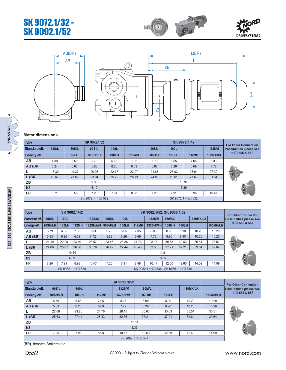 L(br) l zb h2 fp ab(br) ab motor dimensions | NORD Drivesystems B1000 User Manual | Page 554 / 820
