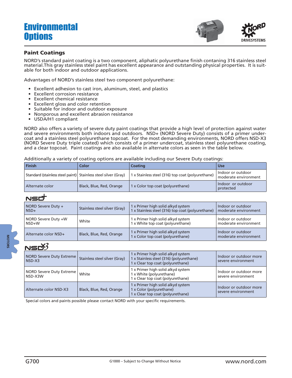 Environmental options, Paint coatings | NORD Drivesystems B1000 User Manual | Page 702 / 820