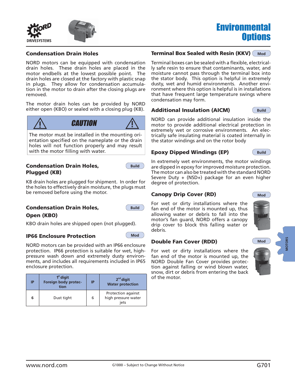 Environmental options, Caution | NORD Drivesystems B1000 User Manual | Page 703 / 820