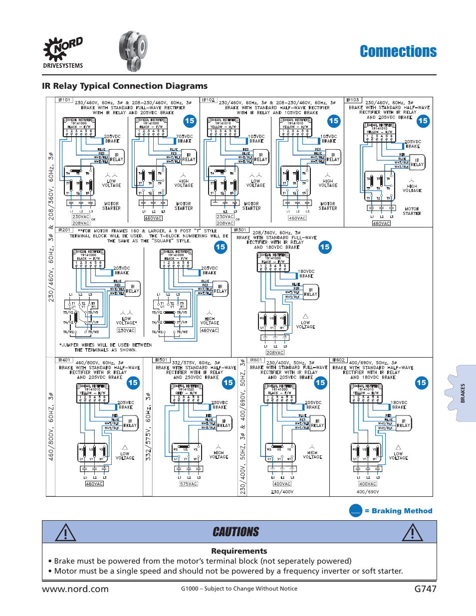 Connections, Cautions | NORD Drivesystems B1000 User Manual | Page 749 / 820