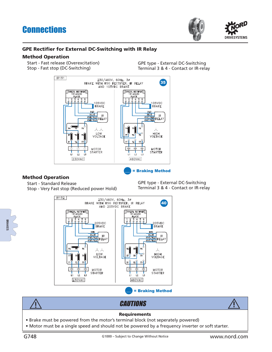 Connections, Cautions | NORD Drivesystems B1000 User Manual | Page 750 / 820