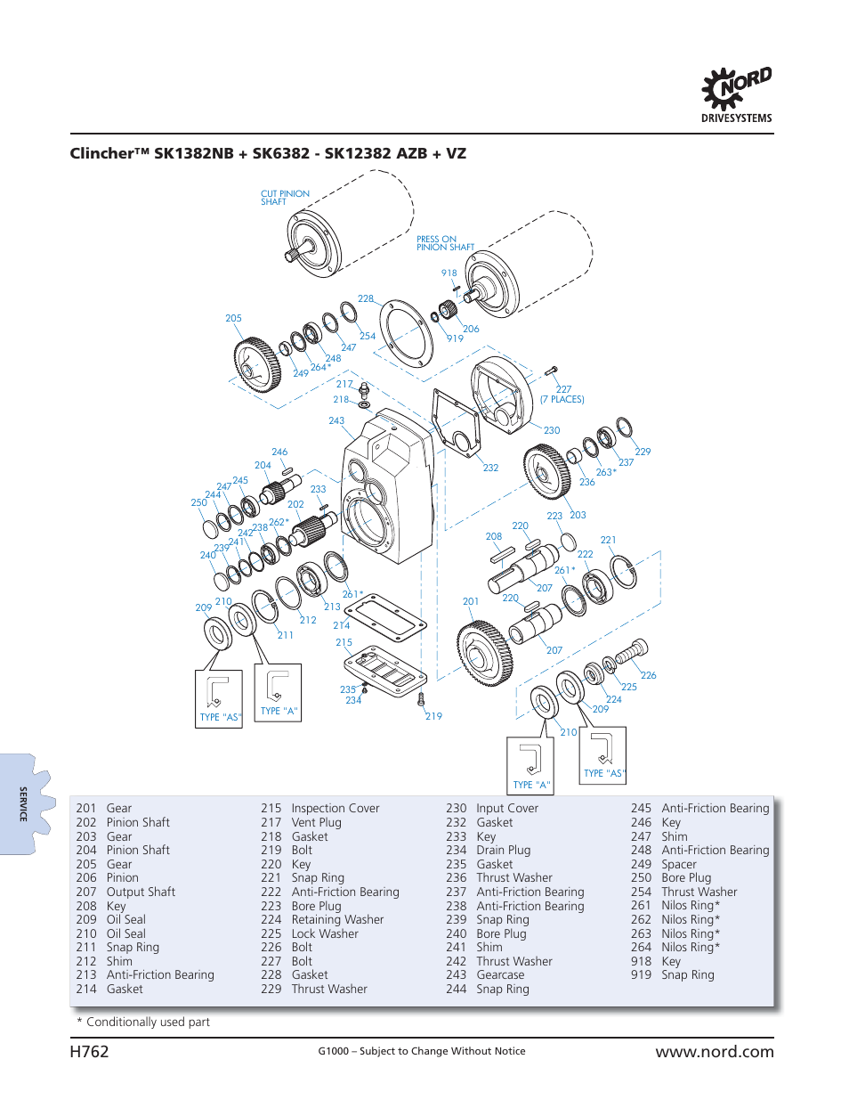 Parts lists, H762 | NORD Drivesystems B1000 User Manual | Page 764 / 820