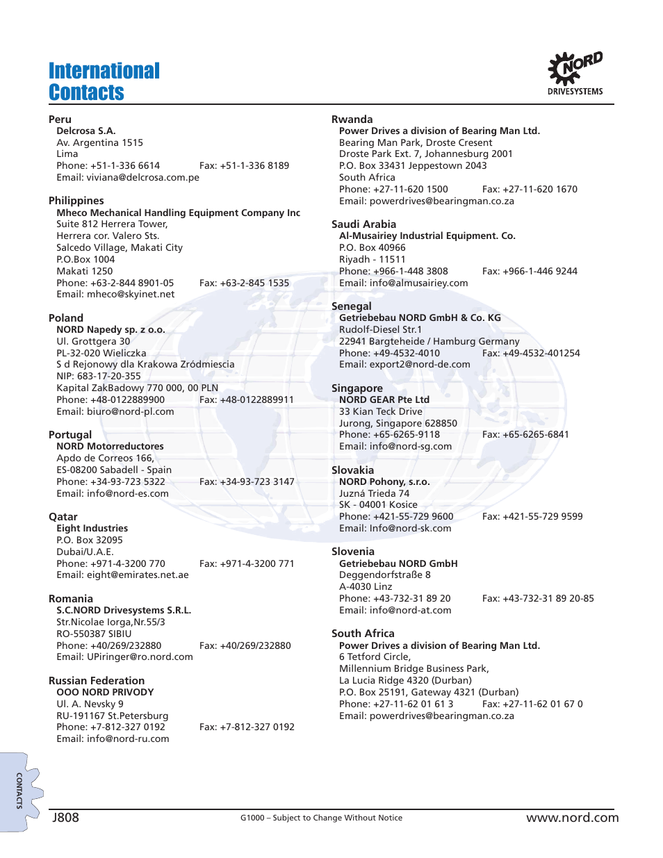 International contacts | NORD Drivesystems B1000 User Manual | Page 810 / 820