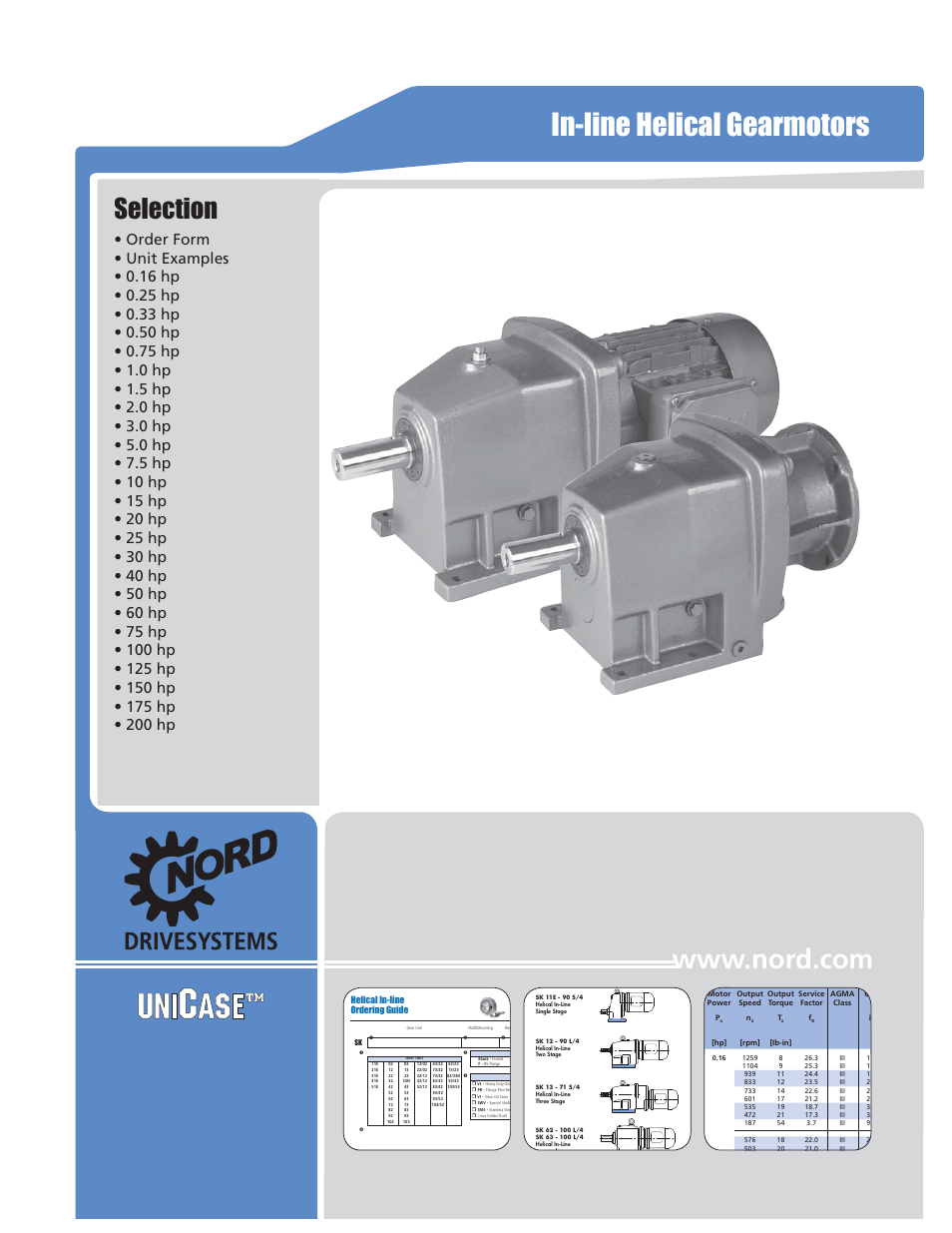 In-line helical gearmotors, Selection, Helical in-line ordering guide | NORD Drivesystems B1000 User Manual | Page 87 / 820