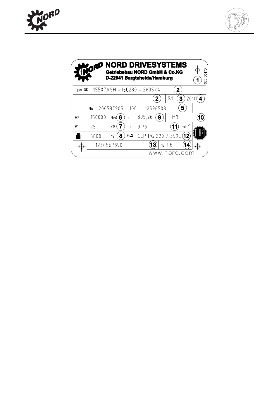 Description of gear unit | NORD Drivesystems B1050 User Manual | Page 6 / 36